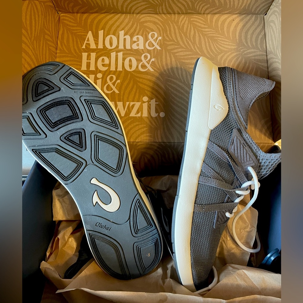 BRAND NEW in box Olukai Holo sneakers men’s 10.5, Dk Shadow grey, NWT 2023